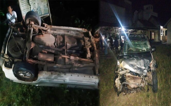 
					Polisi Olah TKP Kecelakaan Mobil Ertiga vs Avanza di Penawartama