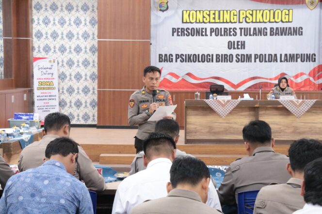 
					Polres Tulang Bawang Adakan Konseling Psikologi Kepada 26 Personel, AKBP James Terangkan Tujuannya